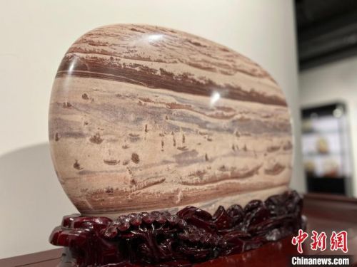 图为名为“百舸争流”的奇石。　杨娜 摄