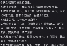 虎头局要倒闭？网传公司欠员工工资4个半月，欠供应商货款等或达2亿